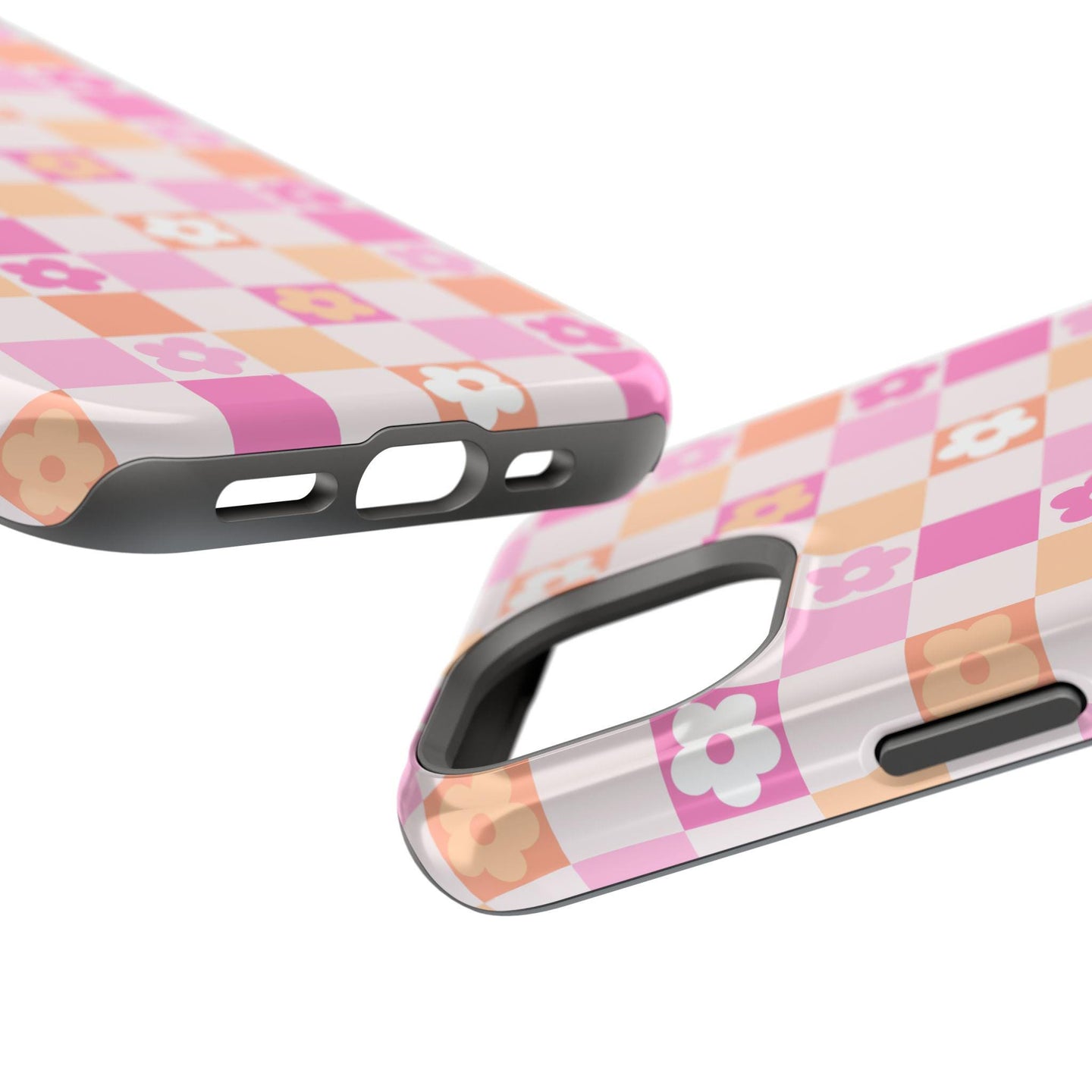 Custom Retro Checkered iphone case 16, 15, 14, 13 Pro Max, MAGSAFE Iphone case floral, vintage pink personalized phone case